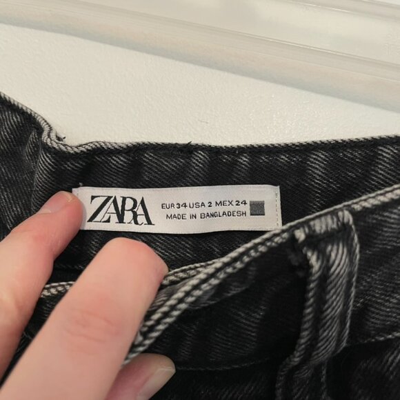ZARA Basic Z1975 Mom Fit High Waist Shorts Black High Waisted Denim Jean 90s Y2K - Picture 5 of 16